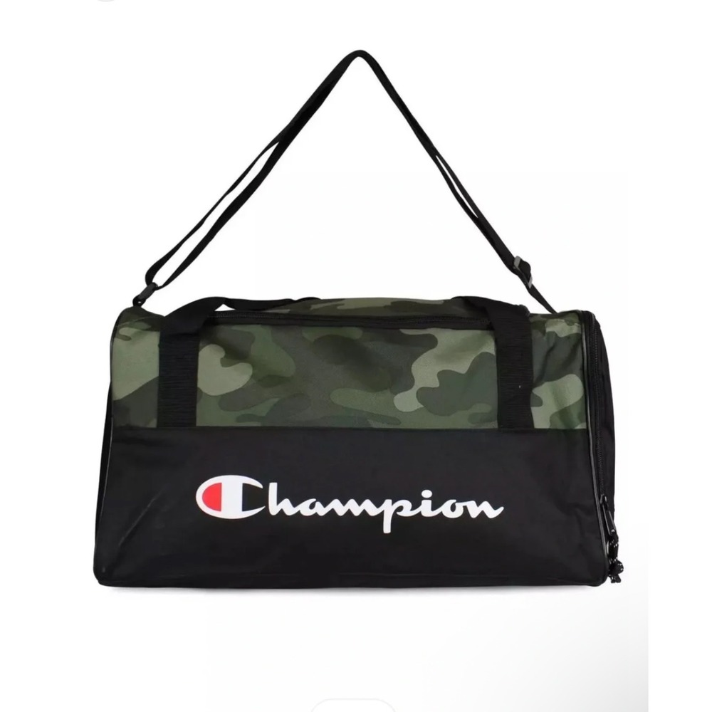 Champion Camo Duffel Bag Black Green Camouflage Gym Travel Bag CV2-1054-315 NEW